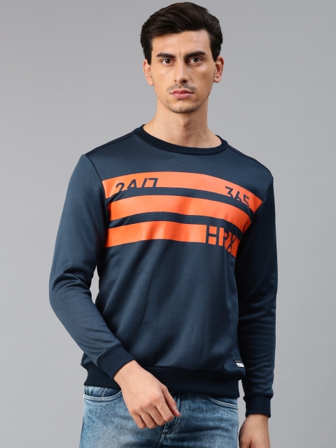 

HRX by Hrithik Roshan Men Navy Blue Printed Sweatshirt