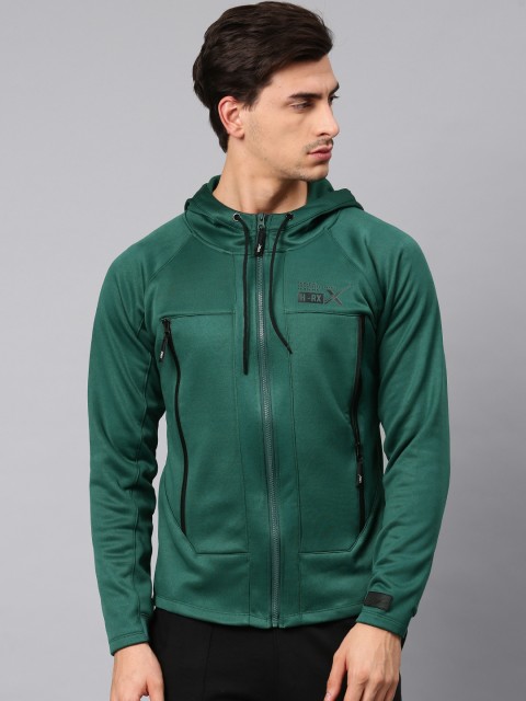 

HRX by Hrithik Roshan Men Green Solid Hooded Sweatshirt