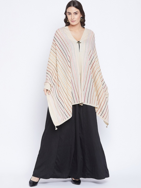 

Knitstudio Women Beige Striped Knitted Shawl