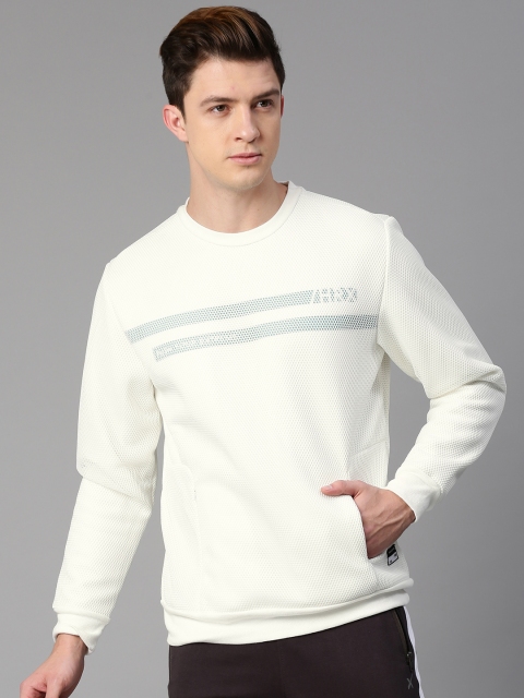 

HRX by Hrithik Roshan Men White Self Design Sweatshirt