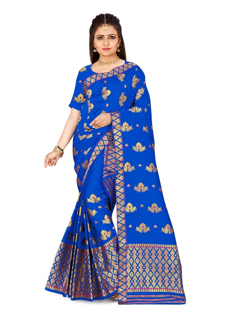 

Skirans Blue & Red Floral Assamese Mekhela Chador Saree