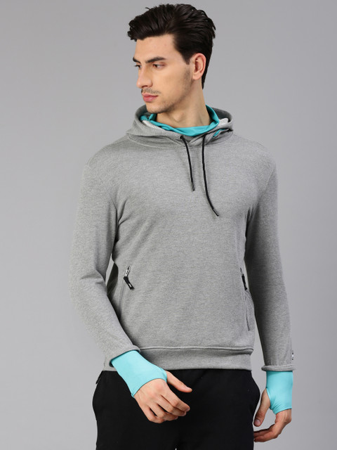 

HRX by Hrithik Roshan Men Grey Melange Solid Sweatshirt