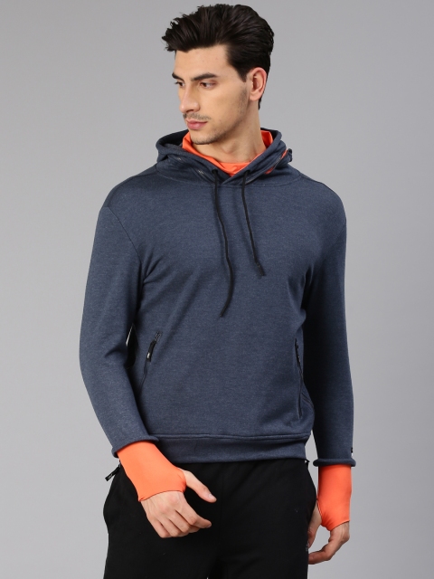 

HRX by Hrithik Roshan Men Navy Blue Solid Hooded Sweatshirt