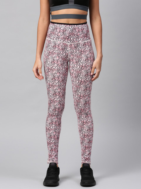 

HRX by Hrithik Roshan Pink & Black Printed Tights