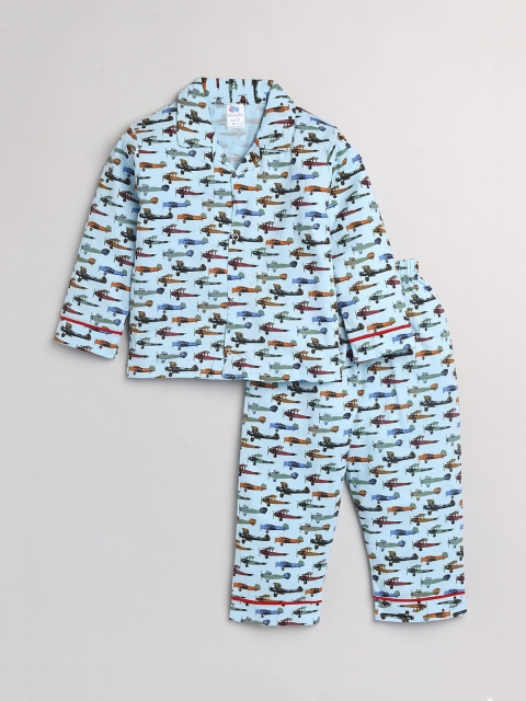 

Dear to Dad Boys Printed Pure Cotton Night suit, Blue