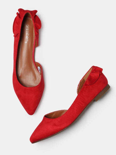 

DressBerry Women Red Pointy-Toed Ballerinas