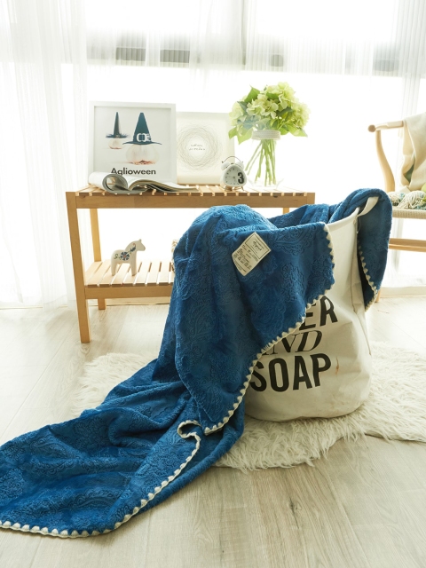

JC Collection Navy Blue AC Room 354 GSM Double Bed Blanket