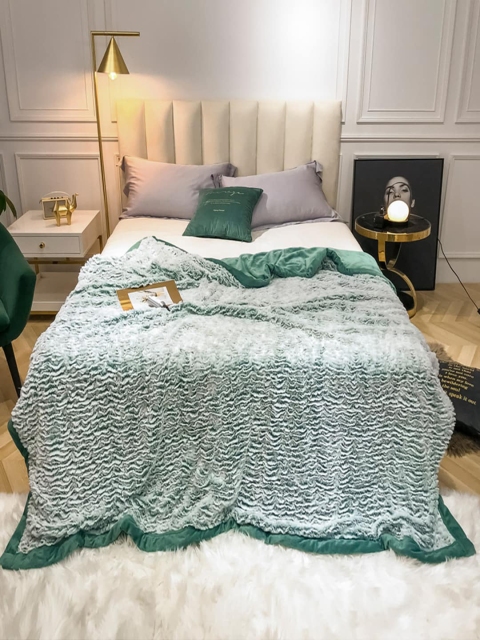

JC Collection Green & Grey AC Room 450 GSM Double Bed Blanket