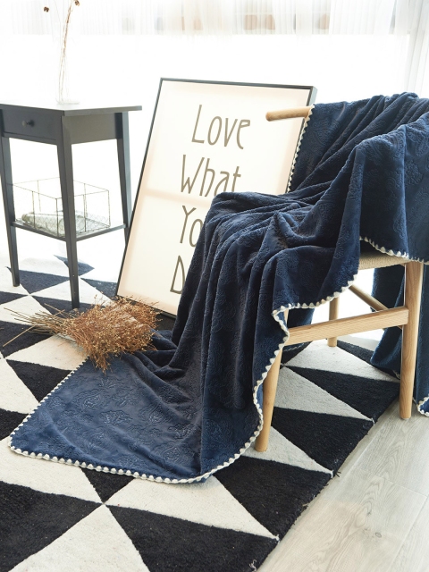 

JC Collection Navy Blue & White AC Room 354 GSM Single Bed Blanket