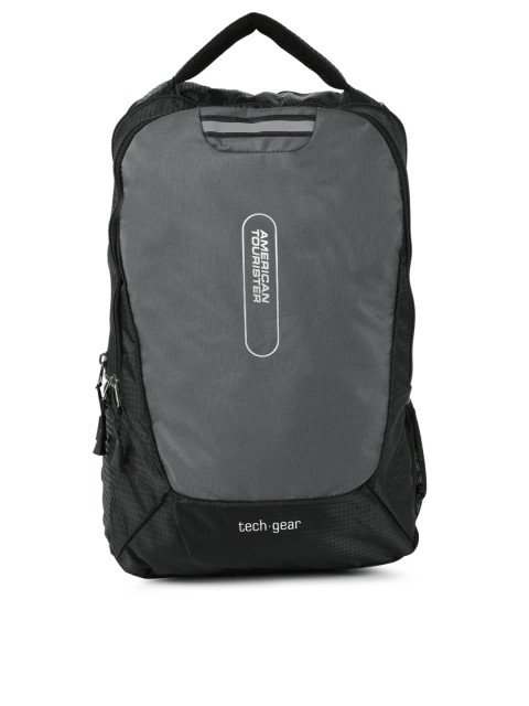 

AMERICAN TOURISTER Unisex Black & Grey AM Tech Gear Colourblocked Backpack