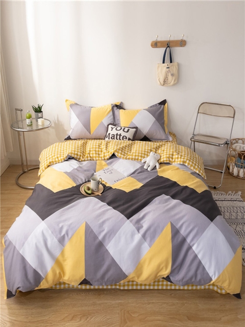 

JC Collection Pure cotton Yellow Printed Double King Bedding Set, Multi