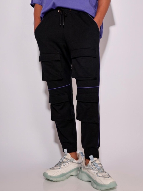 

Bewakoof Plus Size Men Black Solid Cotton Joggers
