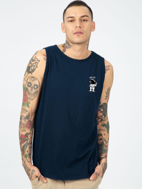 

Bewakoof Men Blue Printed Cotton Innerwear Vests