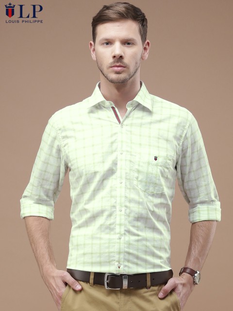 

Louis Philippe Sport Men White & Green Checked Tailored Fit Casual Shirt