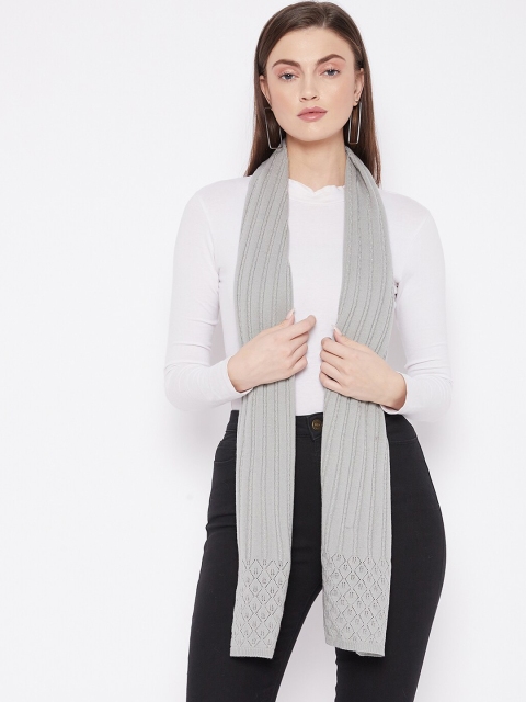 

Knitstudio Women Grey Solid Cable Knitted Muffler