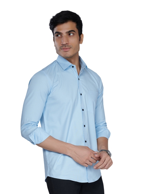 

MARK & ALBERT Men Turquoise Blue Classic Slim Fit Casual Cotton Shirt