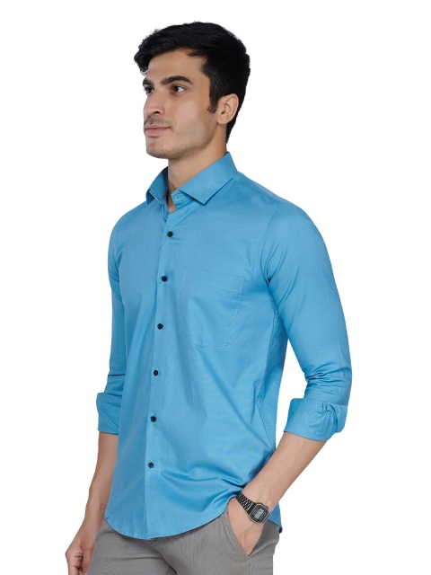

MARK & ALBERT Men Blue Classic Slim Fit Casual Cotton Shirt