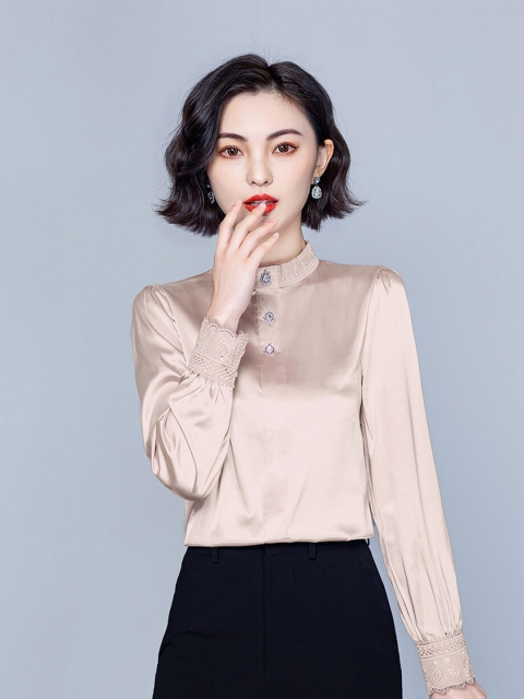 

JC Collection Women Solid Shirt Style Top, Beige