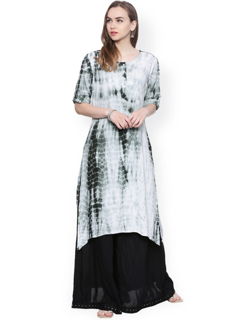 

Evam Women Grey & Black Dyed A-Line Kurta