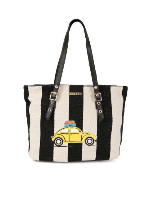 

Caprese Black & Off-White Striped Shoulder Bag