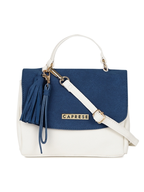 

Caprese Blue & White Colourblocked Satchel