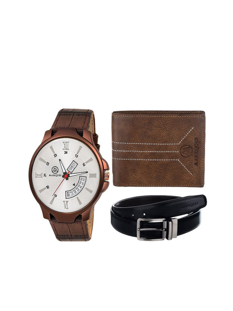 

MARKQUES Men Brown & Black Leather Accessory Gift Set