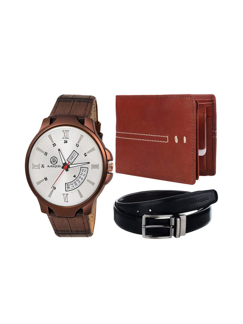 

MARKQUES Men Brown Leather Accessory Gift Set