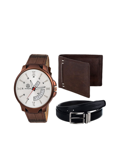 

MARKQUES Men Brown Leather Accessory Gift Set