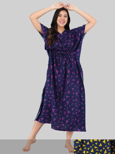 

Shararat Pack of 2 Printed Maxi Nightdress, Purple