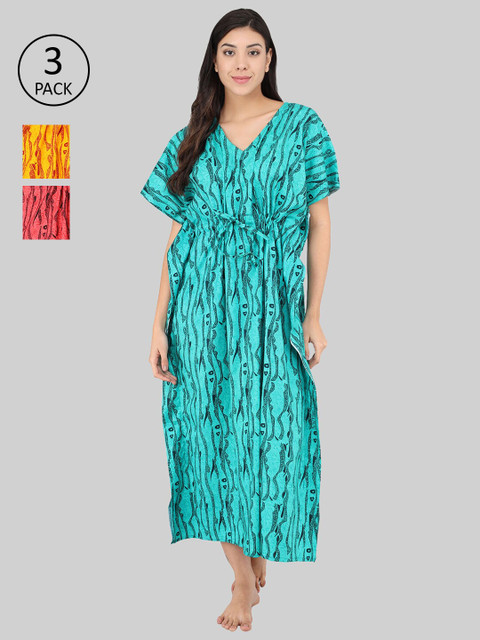 

Shararat Red Printed Maxi Nightdress
