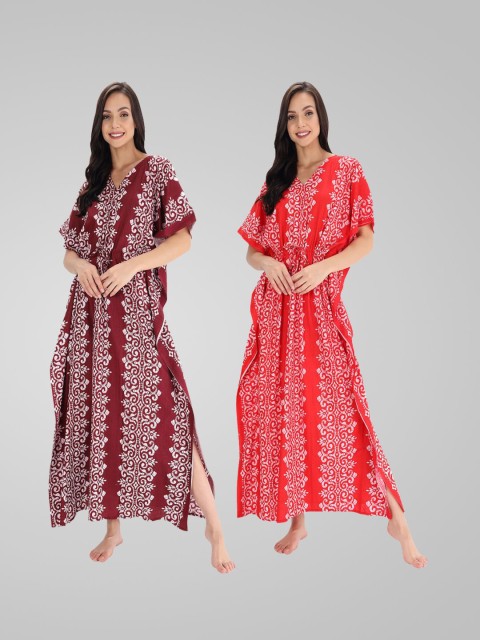 

Shararat Pack of 2 Printed Maxi Nightdress, Brown