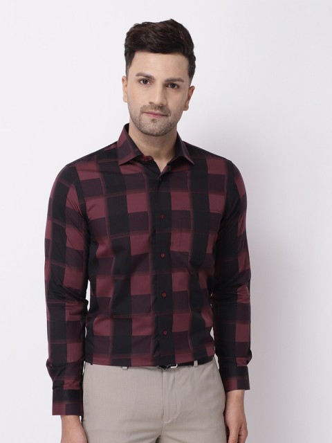 

Blackberrys Men Maroon Slim Fit Buffalo Checks Formal Shirt
