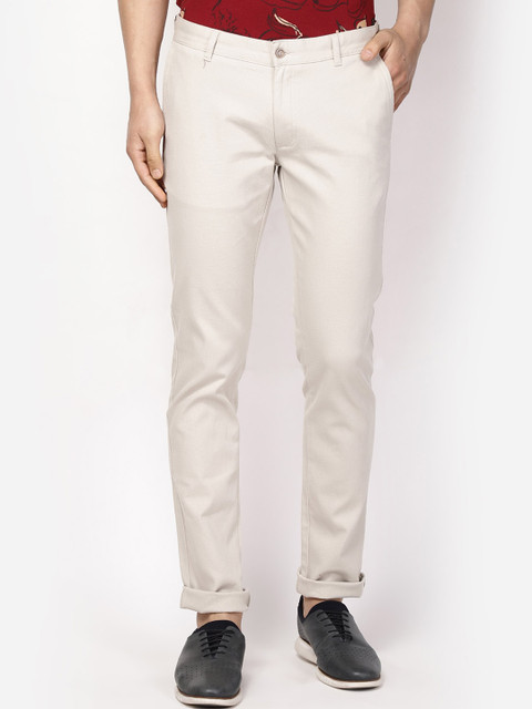 

Blackberrys Men Beige Solid Skinny Fit Trousers
