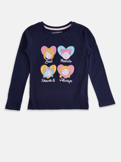 

Pantaloons Junior Girls Navy Blue Graphic Printed T-shirt