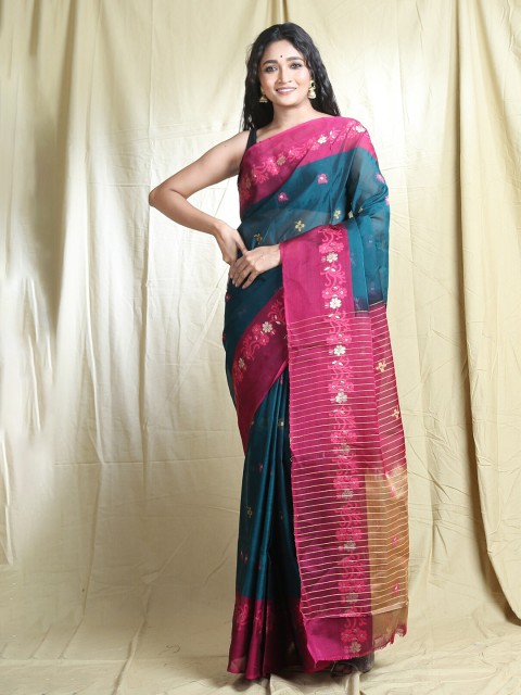 

Arhi Blue & Pink Ethnic Motifs Zari Saree