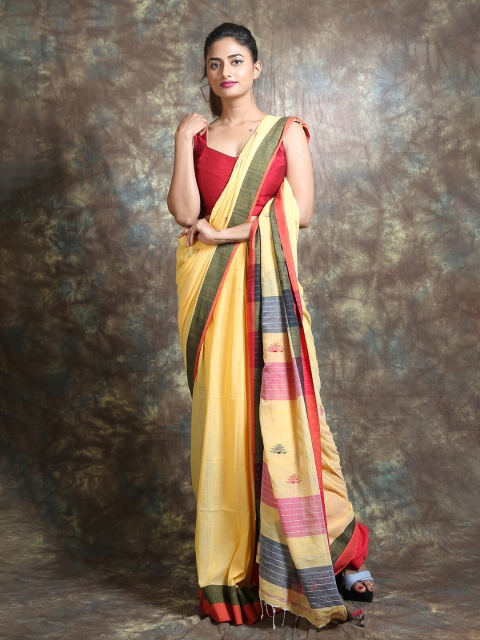 

Arhi Yellow & Pink Woven Design Saree