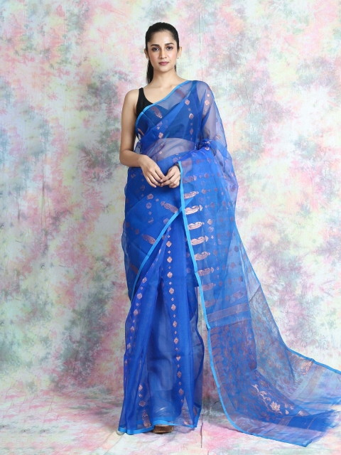 

Arhi Blue & Gold-Toned Woven Design Saree