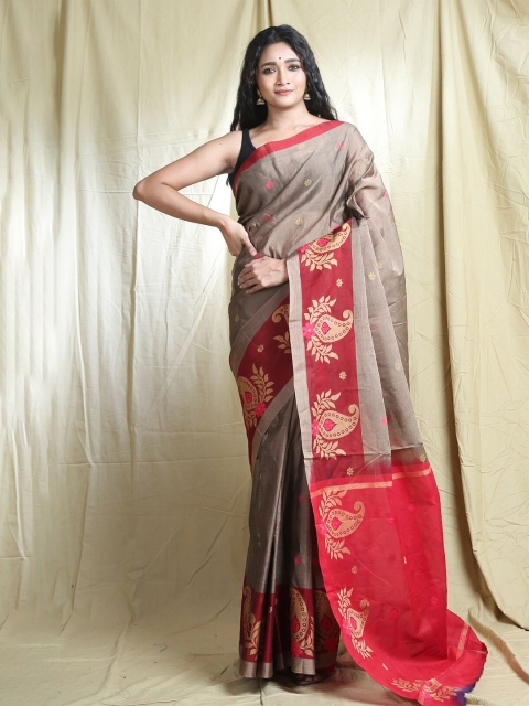 

Arhi Beige & Red Paisley Zari Saree