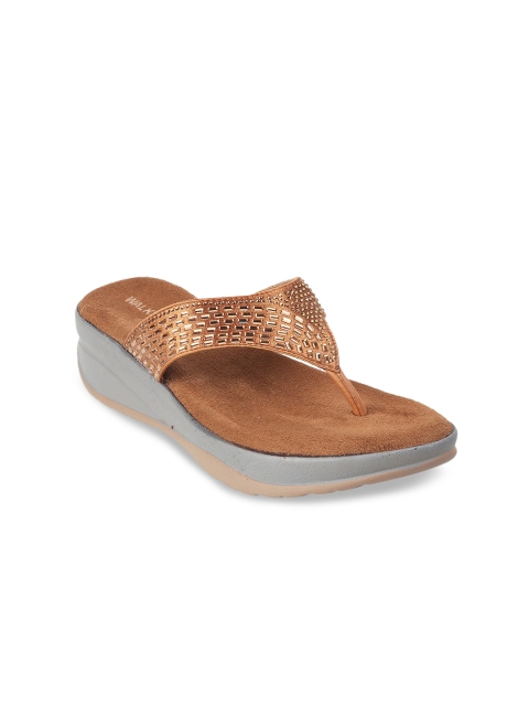 

WALKWAY by Metro Women Embellished T-Strap Flats, Gold