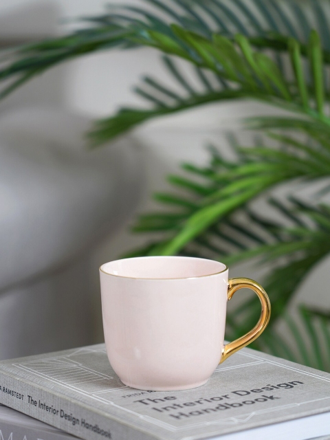 

Pure Home and Living Set Of 2 Solid Porcelain Glossy Cups and Mugs, Pink