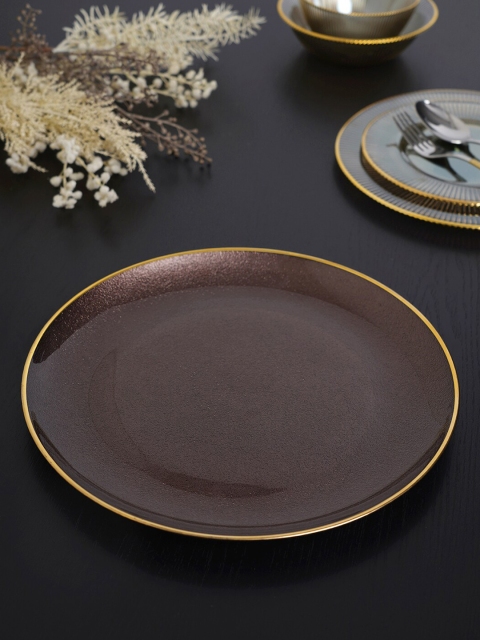 

Pure Home and Living Solid Glass Matte Plates, Brown