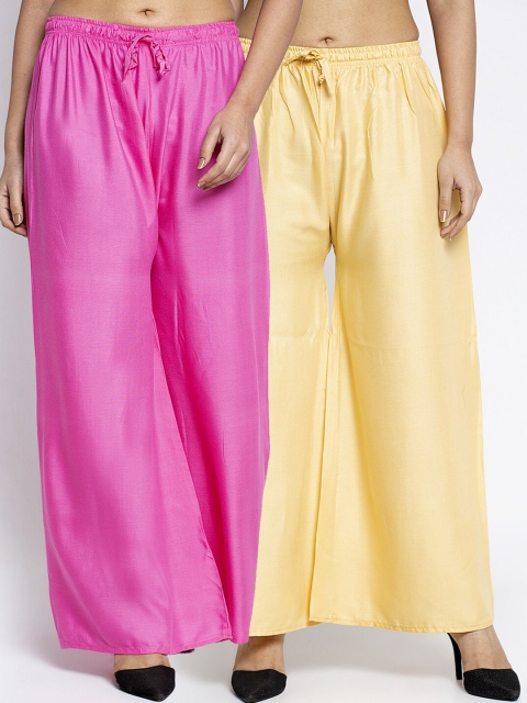 

GRACIT Women Pack Of 2 Ethnic Palazzos, Pink