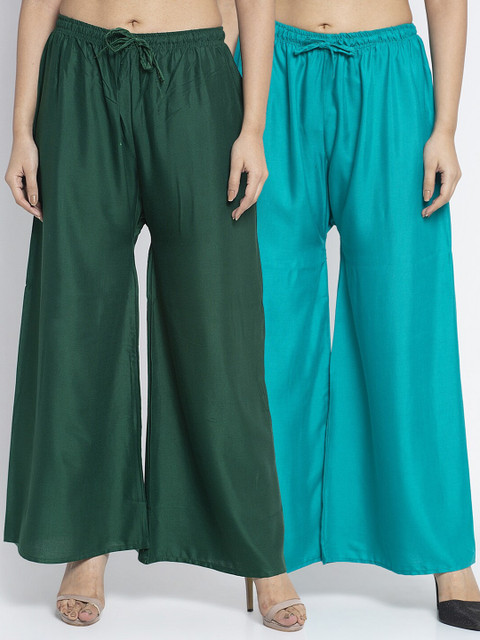 

GRACIT Women Green & Blue Pack Of 2 Ethnic Palazzos
