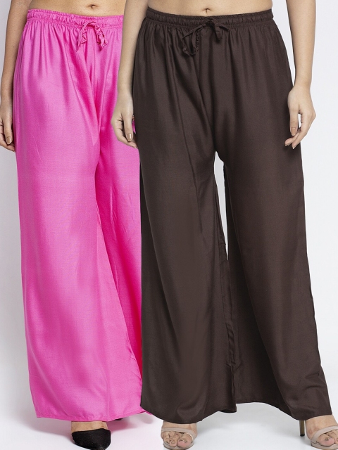 

GRACIT Women Pack Of 2 Ethnic Palazzos, Pink