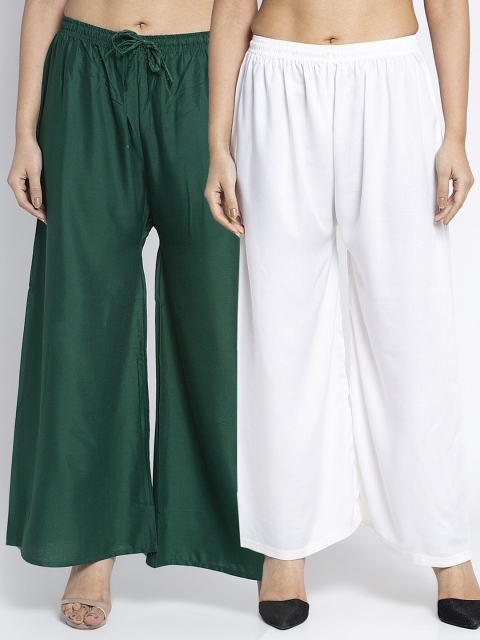 

GRACIT Women 2 Ethnic Palazzos, Green