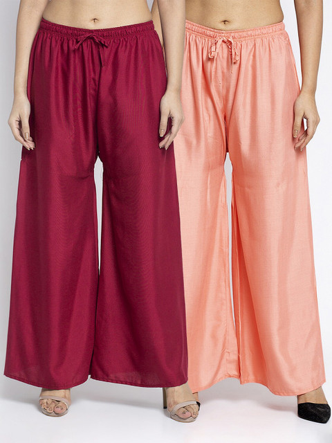 

GRACIT Women 2 Ethnic Palazzos, Maroon