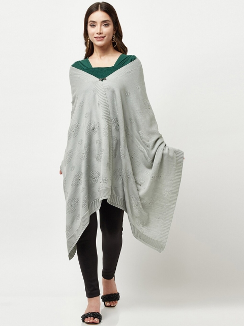 

Knitstudio Women Green Geometric Knitted Shawl