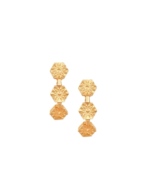 

Mia by Tanishq 14KT Yellow Gold Drop Earrings with Hexagon Design
