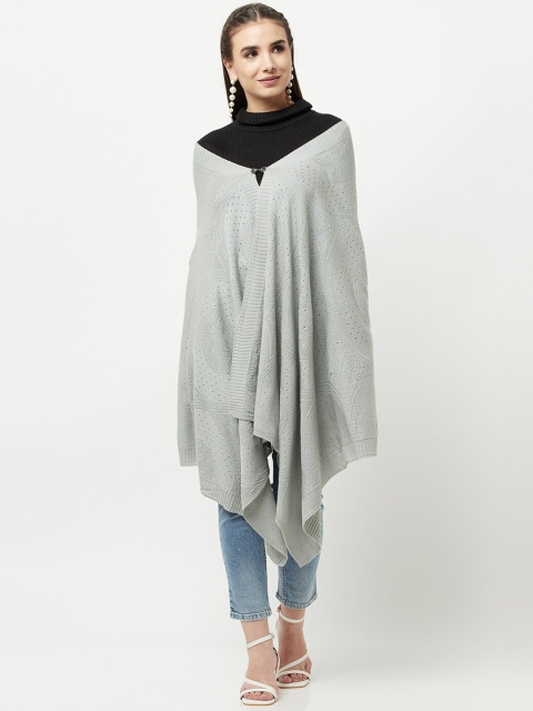 

Knitstudio Women Grey Solid Knitted Shawl