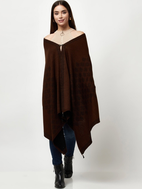 

Knitstudio Women Brown Paisley Knitted Shawl